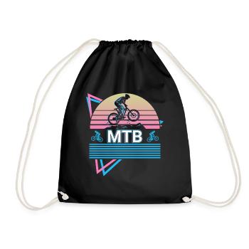 Mtb Biker Cycling Mountainbike Retro - Drawstring Bag - black - Front