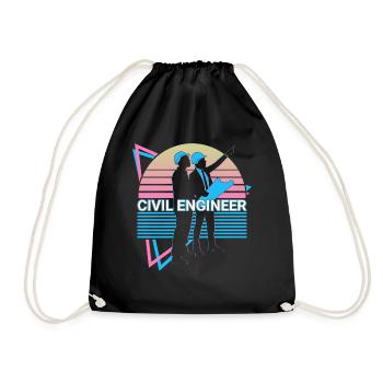 Ingénieur civil Génie civil Rétro - Sac de sport léger - noir - Devant