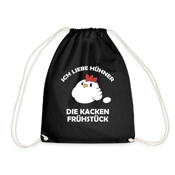 Ich liebe Hühner, die kacken Frühstück - Turnbeutel - Schwarz - Vorne
