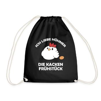 Ich liebe Hühner, die kacken Frühstück - Turnbeutel - Schwarz - Vorne
