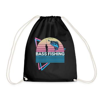 Bass Fishing Fischer Retro - Turnbeutel - Schwarz - Vorne