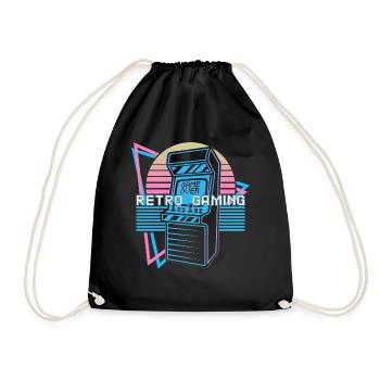 Retro Gaming Gamer - Drawstring Bag - black - Front