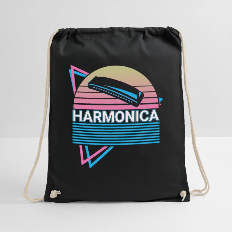 Harmonica Player Harmonica Player Retro Drawstring Bag