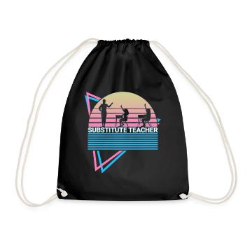 Substitute teacher retro - Drawstring Bag - black - Front