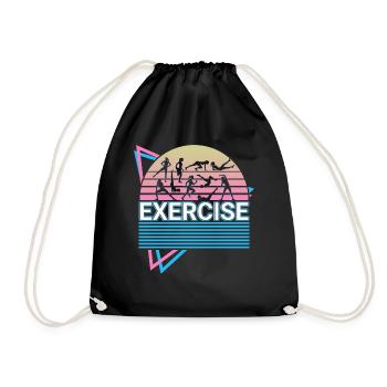 Exercise Workout Fitness Retro - Drawstring Bag - black - Front