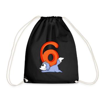 6 years old - Drawstring Bag - black - Front
