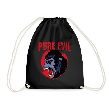 Pure Evil - Angry Gorilla Monkey, Zoo - Drawstring Bag - black - Front