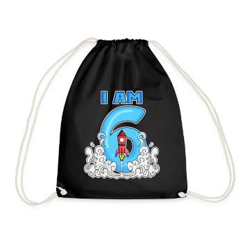 6ème anniversaire - 6 ans Jeune astronaute de fusée - Sac de sport léger - noir - Devant