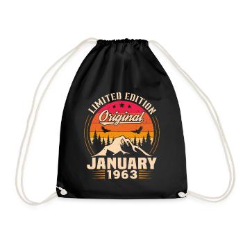 Geburtstagsgeschenk geboren im Januar 1963 - Turnbeutel - Schwarz - Vorne