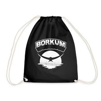 Borkum Möwe Insel Shirt - Turnbeutel - Schwarz - Vorne