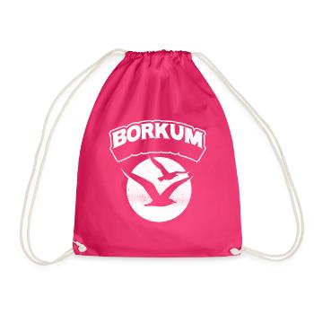 Borkum Möwe Insel Shirt - Turnbeutel - Fuchsia - Vorne