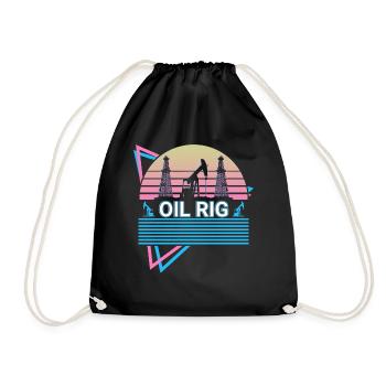 Oil platform Retro - Drawstring Bag - black - Front