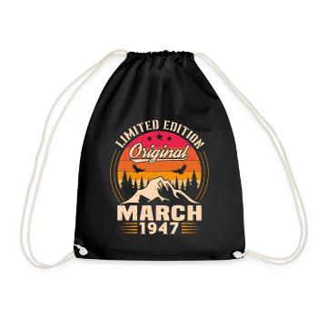 Vintage Nées En Mars 1947 Cadeau D'anniversaire - Sac de sport léger - noir - Devant
