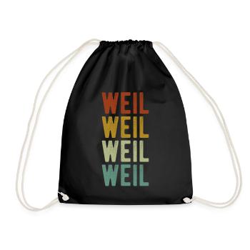 Weil Stadt Retro Vintage - Turnbeutel - Schwarz - Vorne