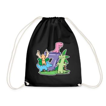 7 ans - 7ème anniversaire avec motif animal - Dino - Sac de sport léger - noir - Devant