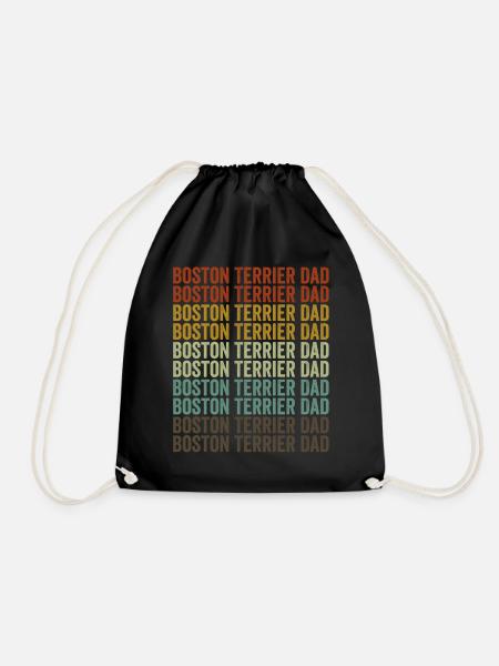 Boston Terrier Papa Boston Terrier Dog Lovers - Drawstring Bag - black