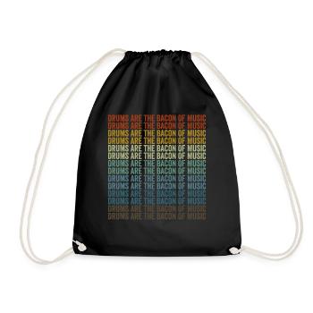 Drums are the bacon of music Bacon lovers - Drawstring Bag - black - Front