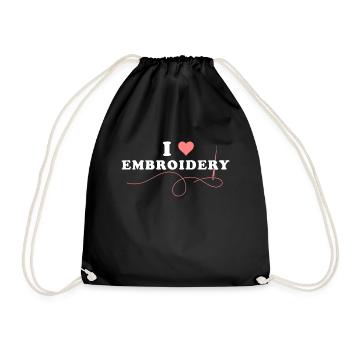 I Love Embroidery Sticken Stickerin Kreuzstich - Turnbeutel - Schwarz - Vorne