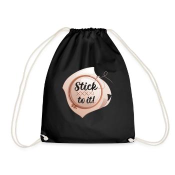 Lustiges Stick To It Kreuzstich Stickerin Sticken - Turnbeutel - Schwarz - Vorne