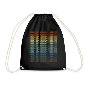 Just A Boy How Loves Trucks Trucker Truck Drive - Drawstring Bag - black - Front