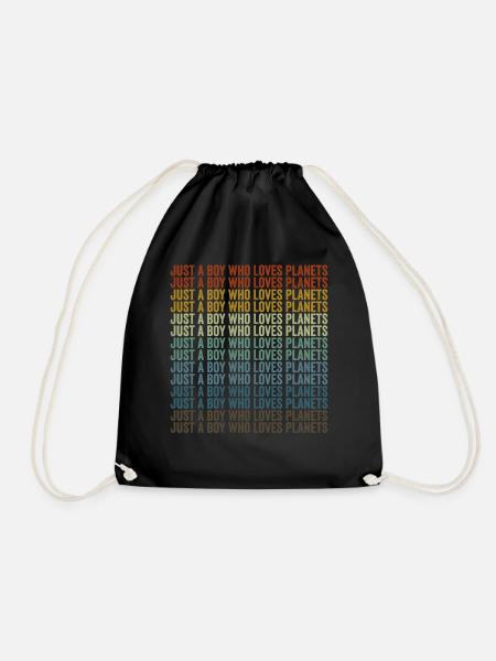 Just a boy who loves the planets solar system - Drawstring Bag - black