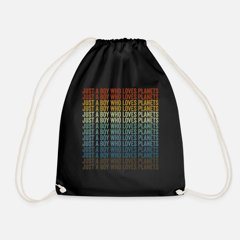 Just a boy who loves the planets solar system - Drawstring Bag - black