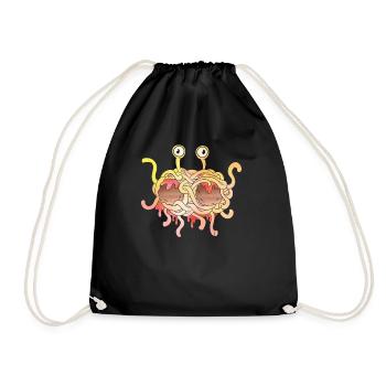 Fliegendes Spaghettimonster Pastafarian FSM Pastaf - Turnbeutel - Schwarz - Vorne
