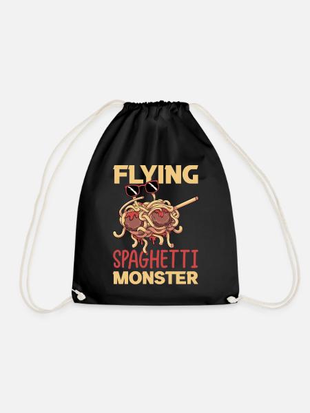 Fliegendes Spaghettimonster betupfen - Turnbeutel - Schwarz