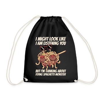 Tupfende fliegende Spaghettimonster Pastafarian - Turnbeutel - Schwarz - Vorne