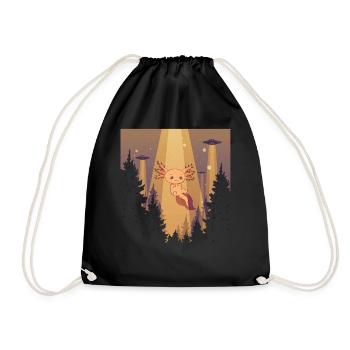 Cryptidcore Aesthetic Kawaii Axolotl UFO - Turnbeutel - Schwarz - Vorne