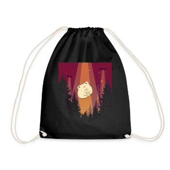 Cryptidcore Aesthetic Kawaii Frog UFO - Drawstring Bag - black - Front
