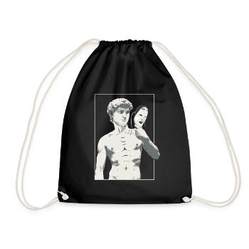 Angura Kei Dark Japanese Aesthetic David Statue - Drawstring Bag - black - Front