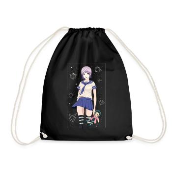 Angura Kei Dark Japanese Aesthetic - Drawstring Bag - black - Front