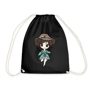 Bohemian Aesthetic Anime Girl Chibi Celestial - Drawstring Bag - black - Front