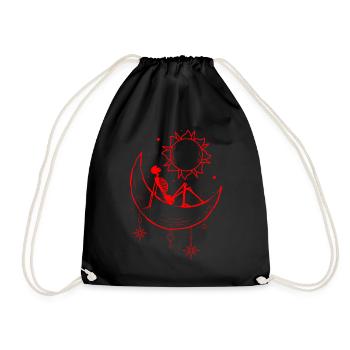 Bohême Esthétique Gothique Squelette Soleil et Lune - Sac de sport léger - noir - Devant