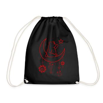 Bohemian Aesthetic Kawaii Bear Sun and Moon - Turnbeutel - Schwarz - Vorne