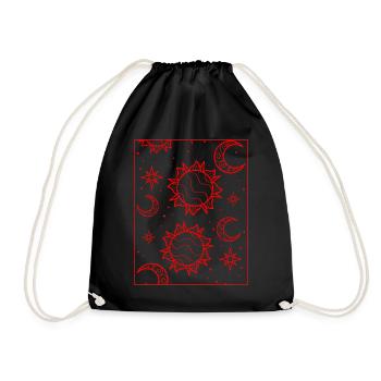 Bohemian Aesthetic Sun and Moon Pattern - Drawstring Bag - black - Front