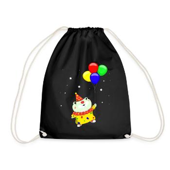 Clowncore Aesthetic Kawaii Frog Party Clown - Drawstring Bag - black - Front