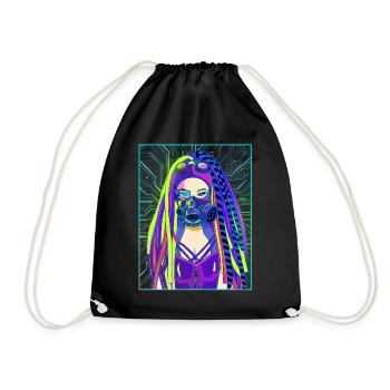 Cyber Aesthetic Anime Girl Cyber Goth - Turnbeutel - Schwarz - Vorne