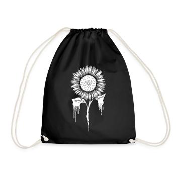 Finnish Goth Aesthetic Gothic Sunflower Drip Goth - Drawstring Bag - black - Front