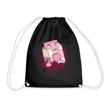 Finnish Goth Aesthetic Gothic Strawberry Milk Drip - Turnbeutel - Schwarz - Vorne