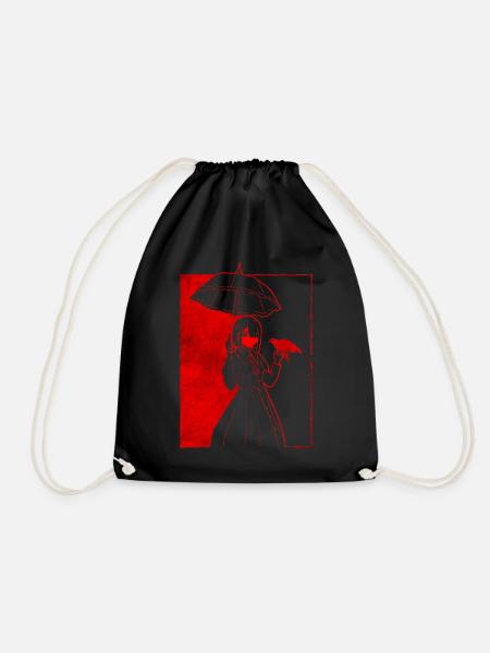 Finnish Goth Aesthetic Gothic Anime Girl Goth - Drawstring Bag - black
