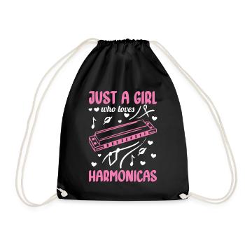 Just a girl who loves the harmonica Mundh - Drawstring Bag - black - Front