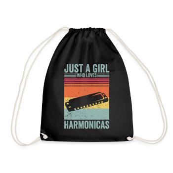 Just A Girl Who Loves Harmonicas Harmonicist Retro - Turnbeutel - Schwarz - Vorne