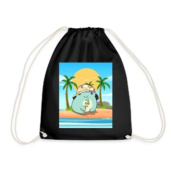 Coconut Girl Aesthetic Kawaii Frog Summer Beach - Turnbeutel - Schwarz - Vorne
