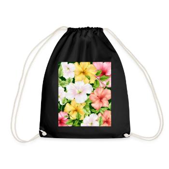 Coconut Girl Aesthetic Hibiscus Pattern - Turnbeutel - Schwarz - Vorne