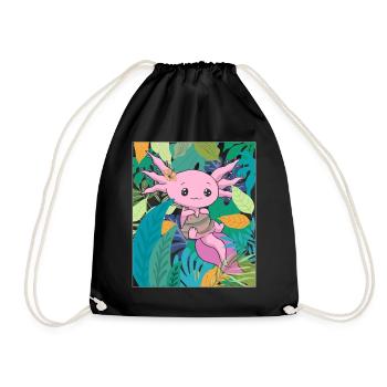 Coconut Girl Aesthetic Kawaii Axolotl - Turnbeutel - Schwarz - Vorne