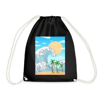 Coconut Girl Esthétique Grande Vague au large de Kanagawa - Sac de sport léger - noir - Devant
