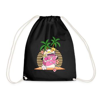 Coconut Girl Aesthetic Strawberry Milk - Drawstring Bag - black - Front
