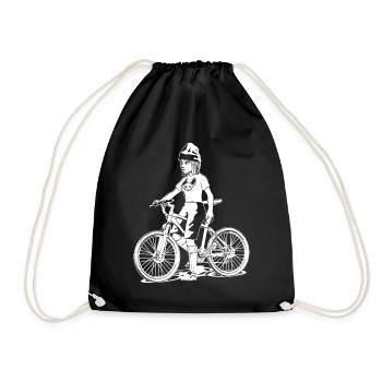 Girls on bike, bike tour, mountain biking - Drawstring Bag - black - Front